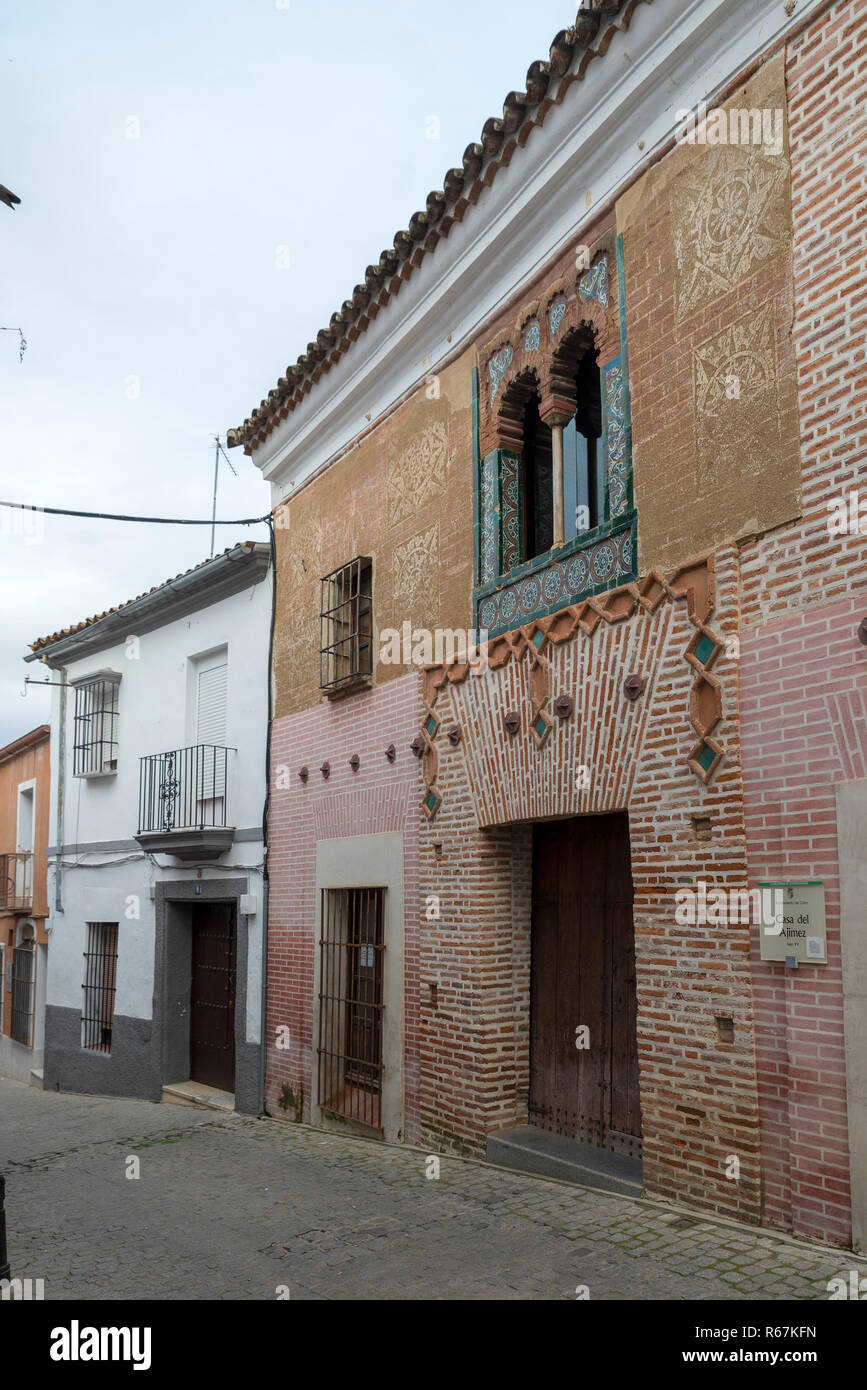 ZAFRA, BADAJOZ, SPAIN - NOVEMBER 24, 2018:  House of Ajimez (mullioned window) Stock Photo