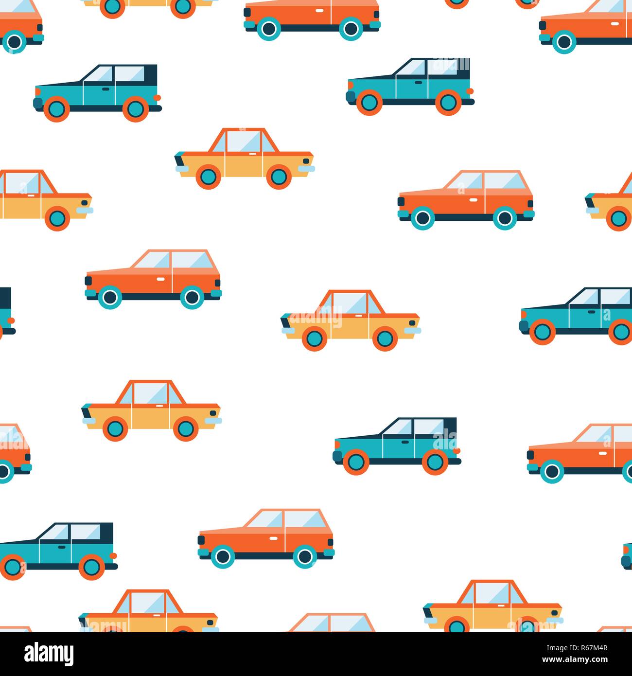 Lovely colorful cars seamless background pattern. Vector illustration ...