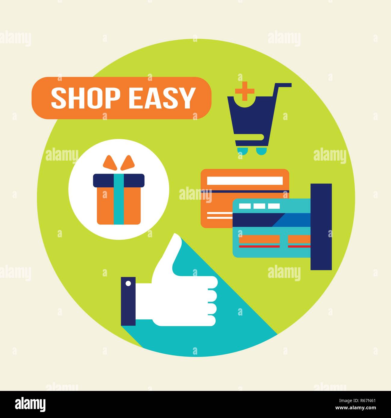 shop easy. e - commerce, online shopping and bank card