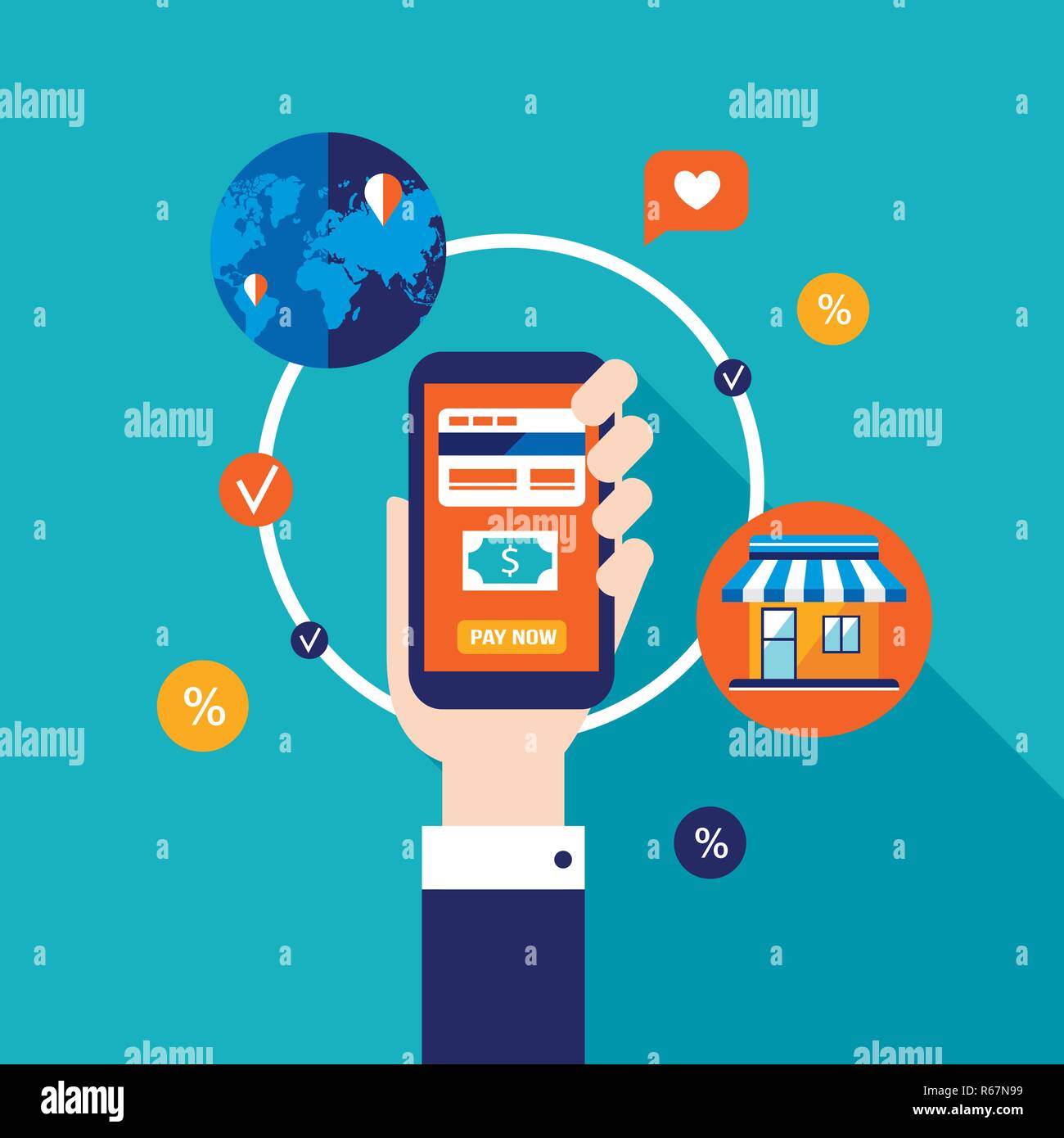 Mobile payment Online shopping and e-commerce concept. Vector ...