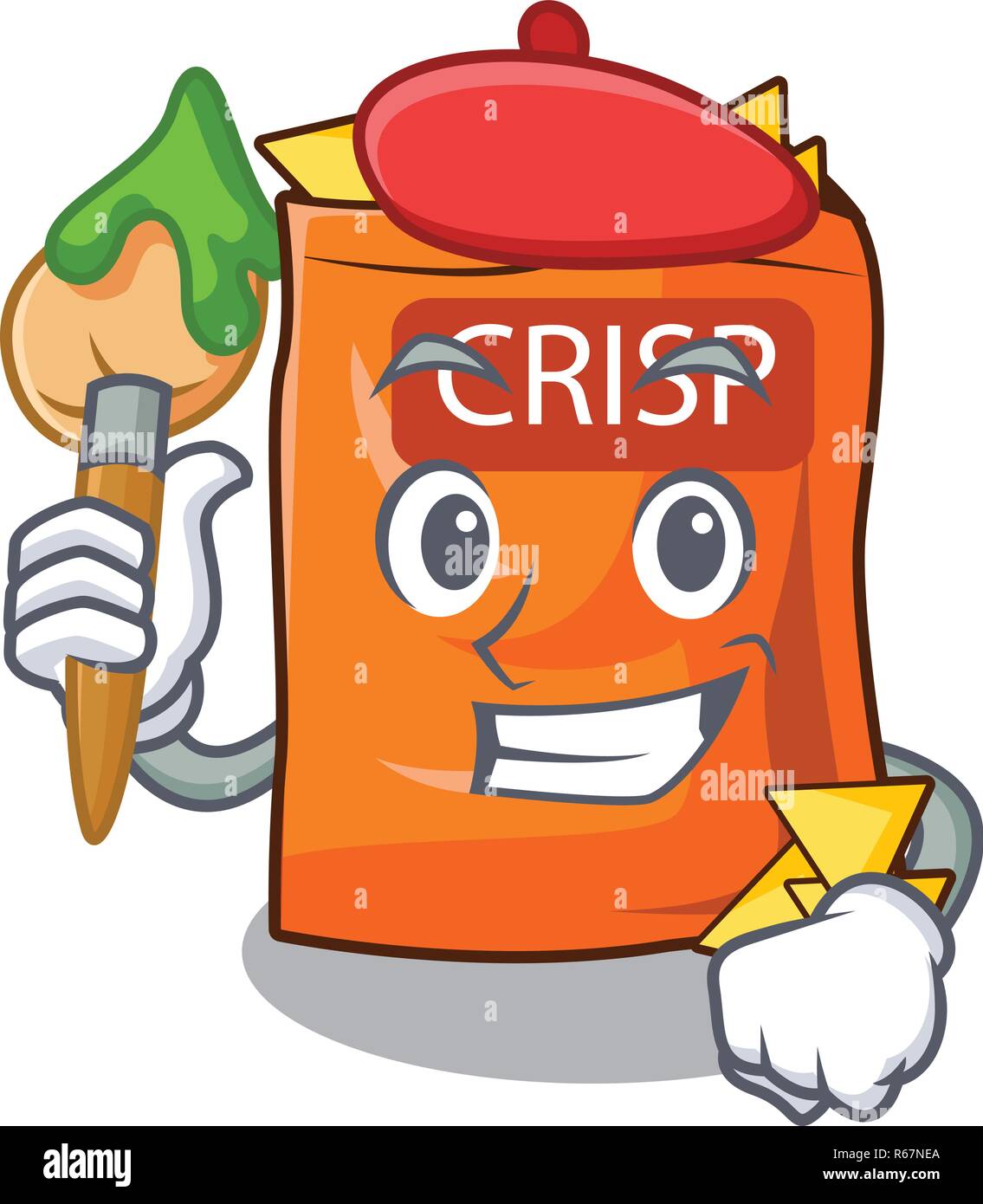 Artist snack food sticks chisp on cartoon vector illustration Stock ...