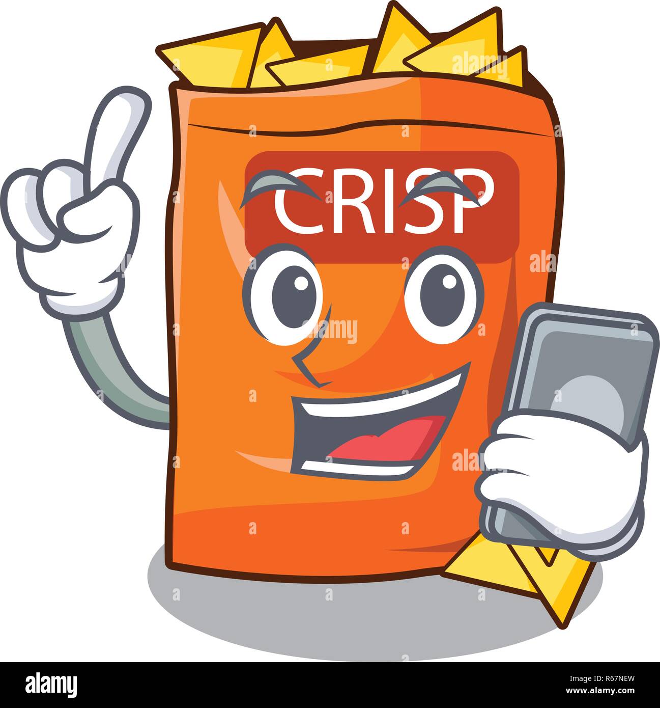 With phone snack food sticks chisp on cartoon vector illustration Stock ...