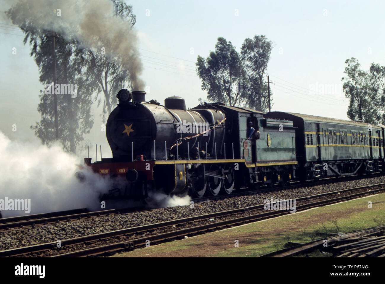 Trains Railways, train running on steam engine, india Stock Photo