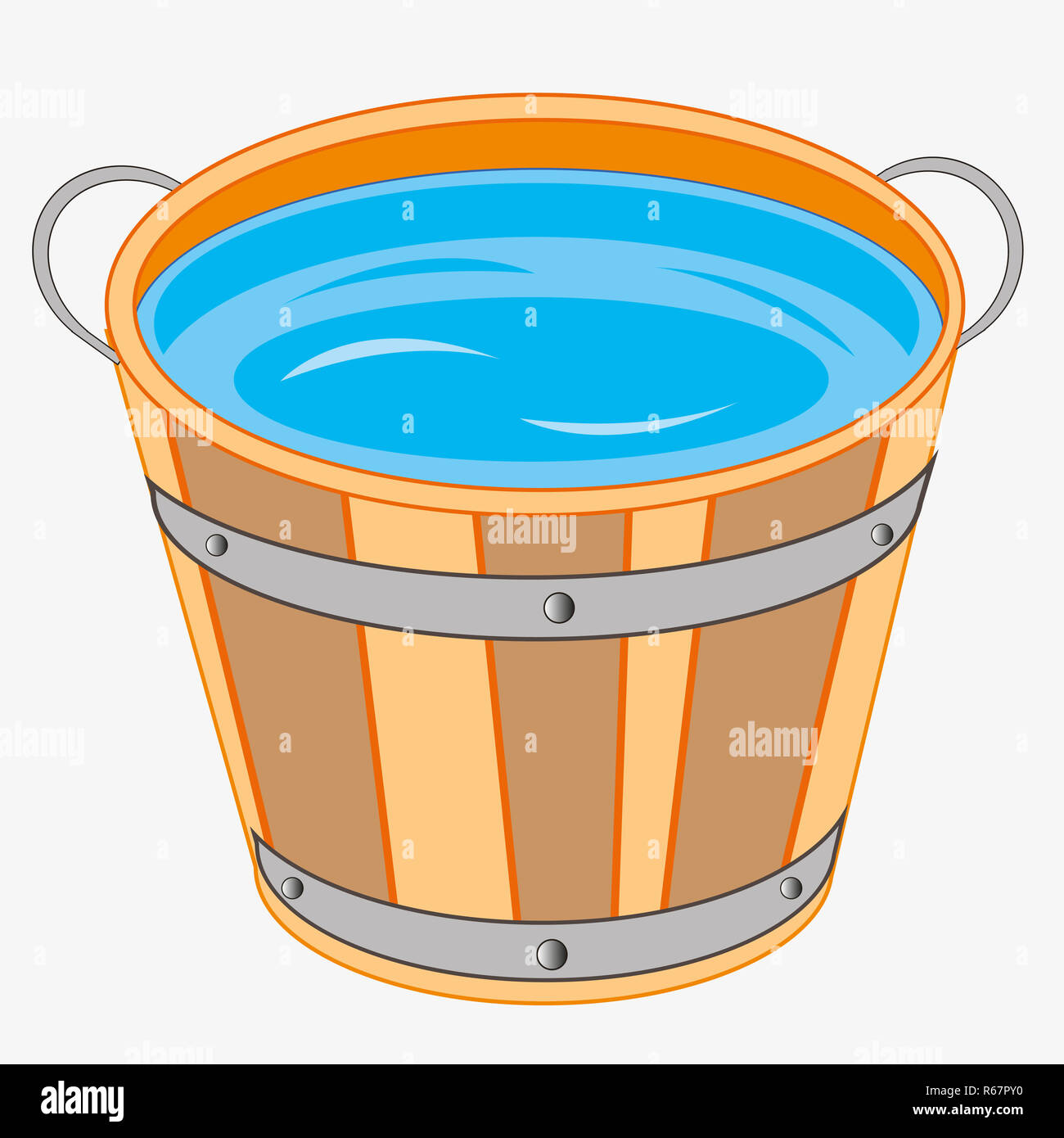 Wooden pail with water Stock Photo Alamy