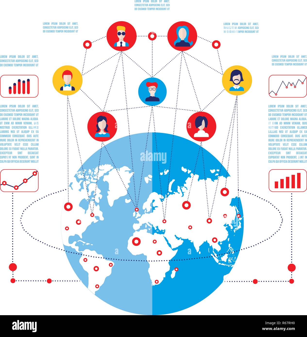 Social network concept Global communication infographic elements Vector