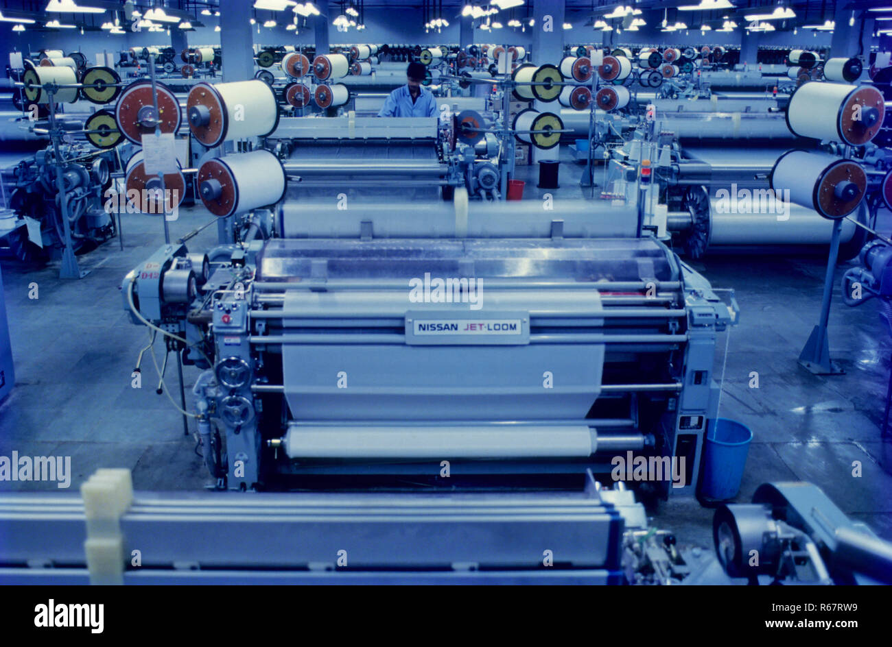 water jet weaving machine, textile industry, india Stock Photo Alamy