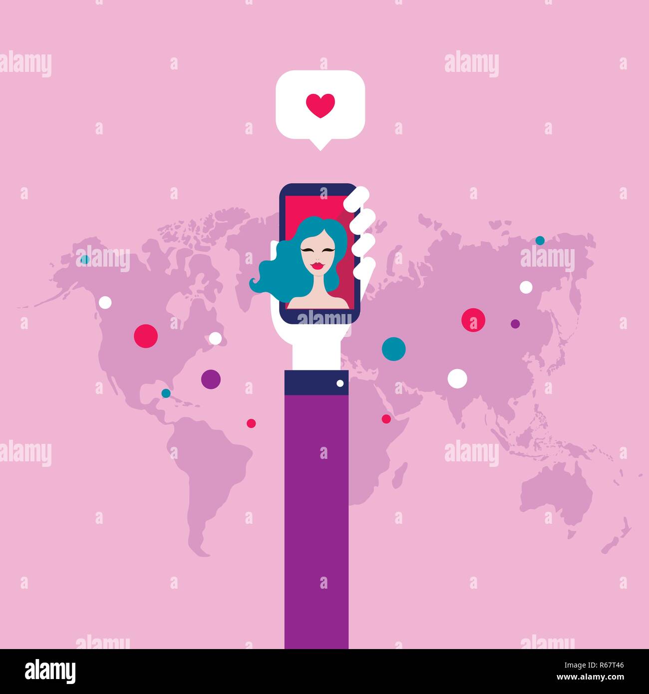 Love and Social Network concept St Valentines Day Vector illustration Stock Vector