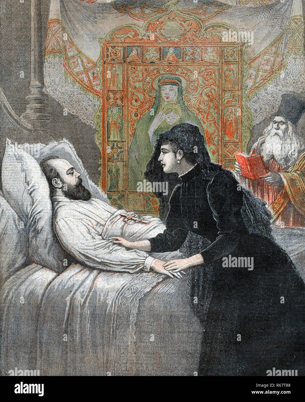 ALEXANDER III OF RUSSIA (1845-1894) on his deathbed with his wife Dagmar of Denmark Stock Photo
