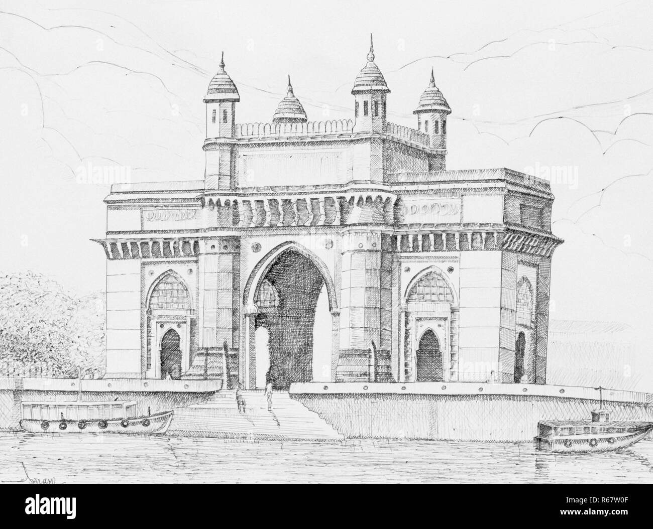Mumbai Sketch, Gateway of India, Bombay India Print From an Original  Watercolor Sketch - Etsy