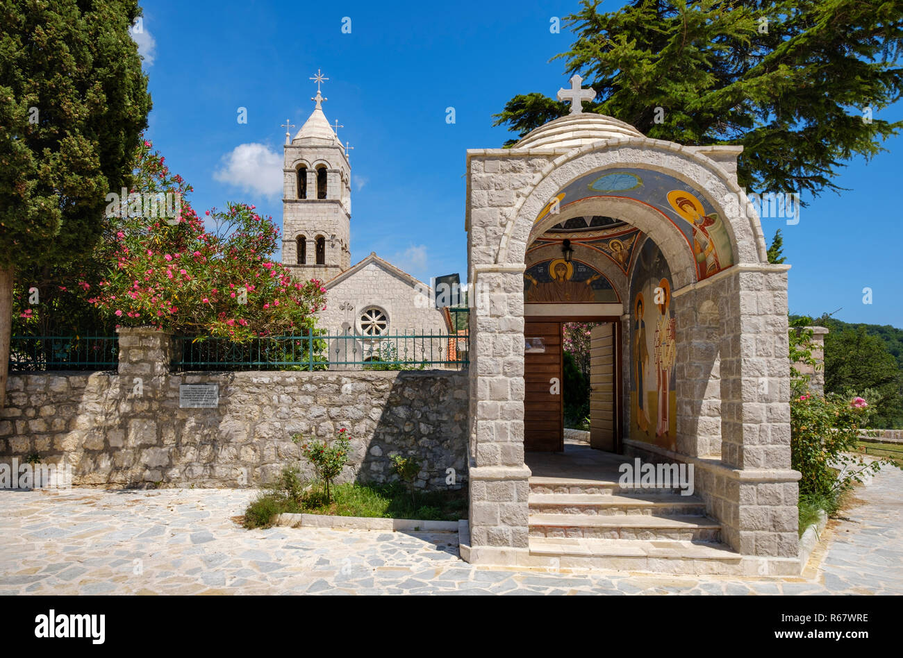 Orthodox monastery Rezevici, near Budva, Montenegro Stock Photo