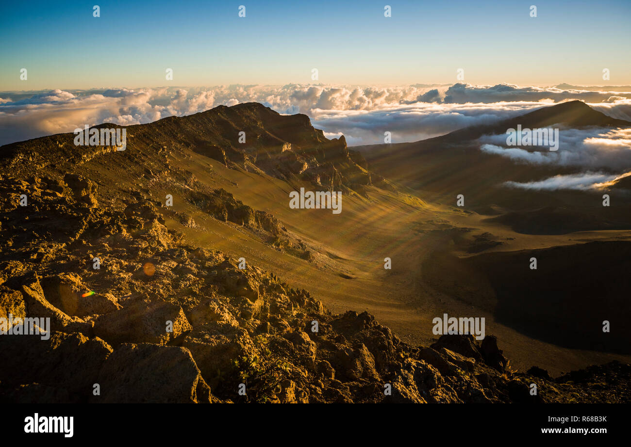 Haleakala Crater in Haleakala National Park, Maui, Hawaii Stock Photo ...