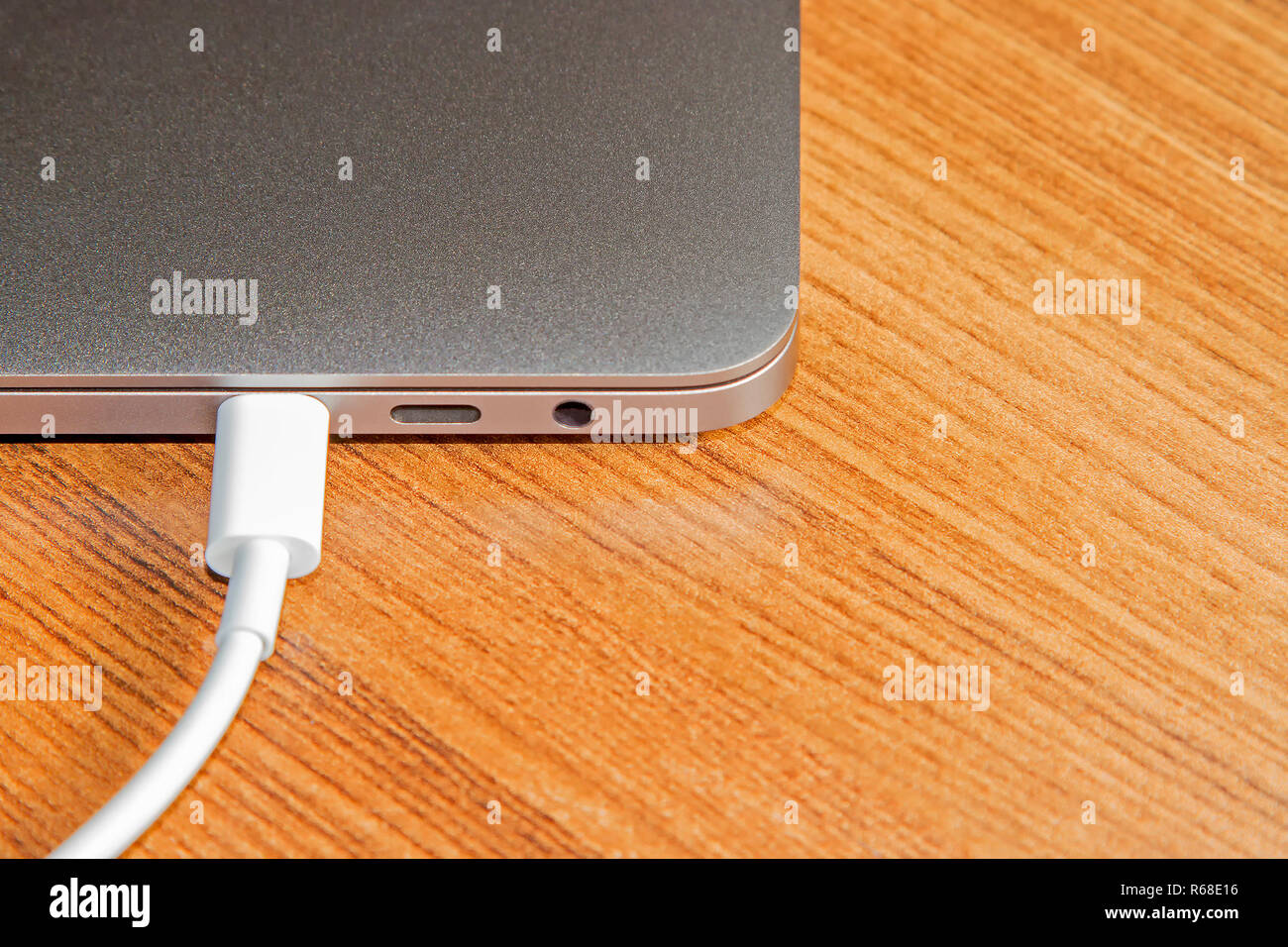 usb typeC port and Cable's White of laptop Stock Photo Alamy