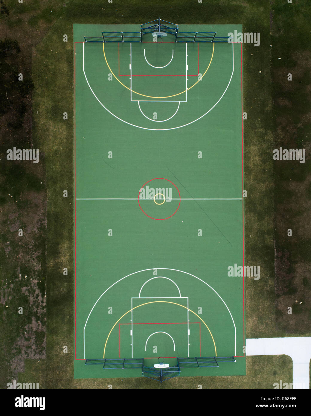 Basketball court view from above. Stock Photo