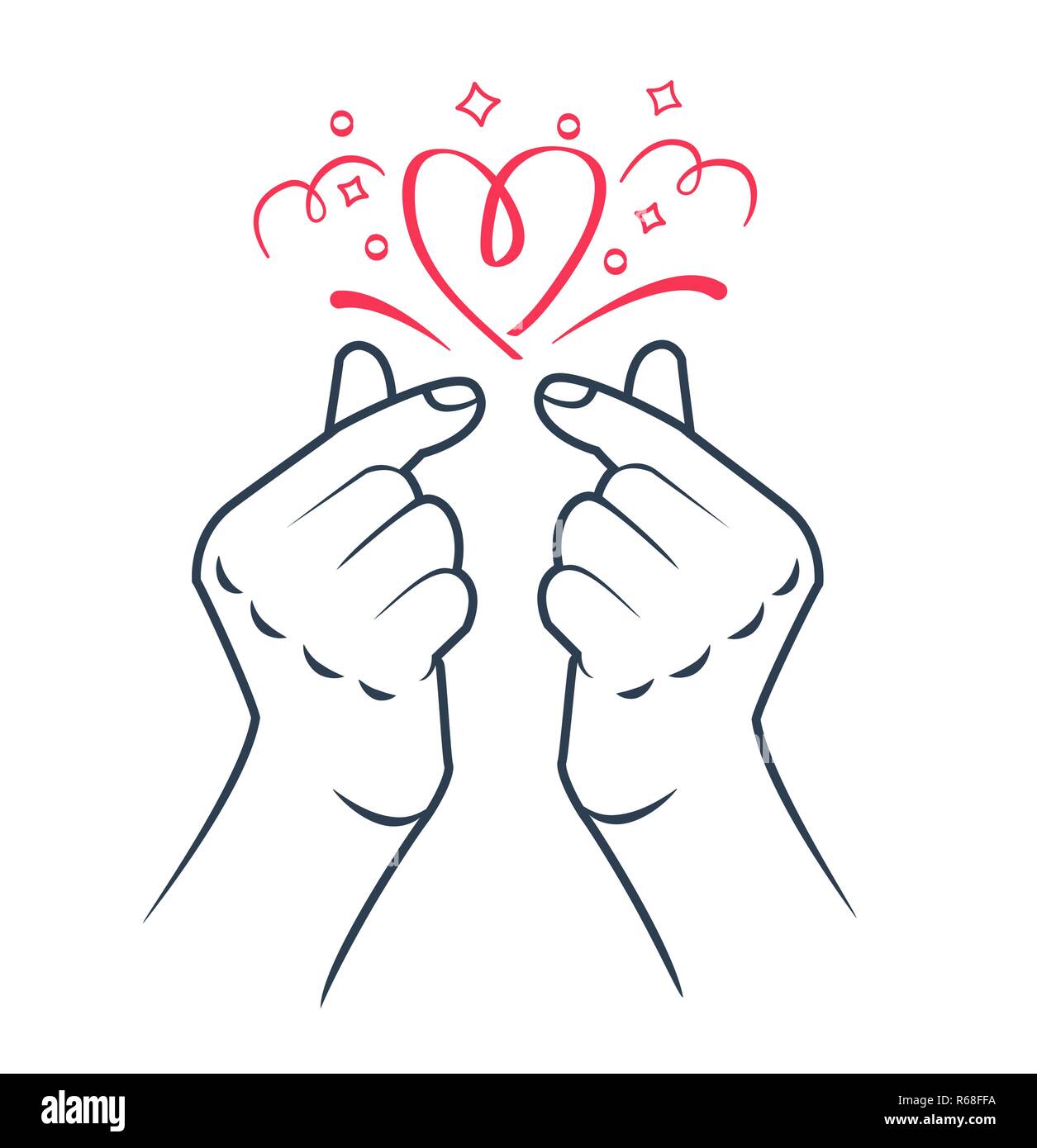 Premium Vector  Love hand sign finger heart vector drawing