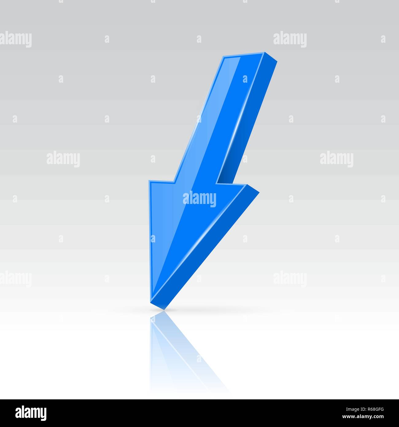 Down blue 3d arrow. Shiny straight icon Stock Vector Image & Art - Alamy