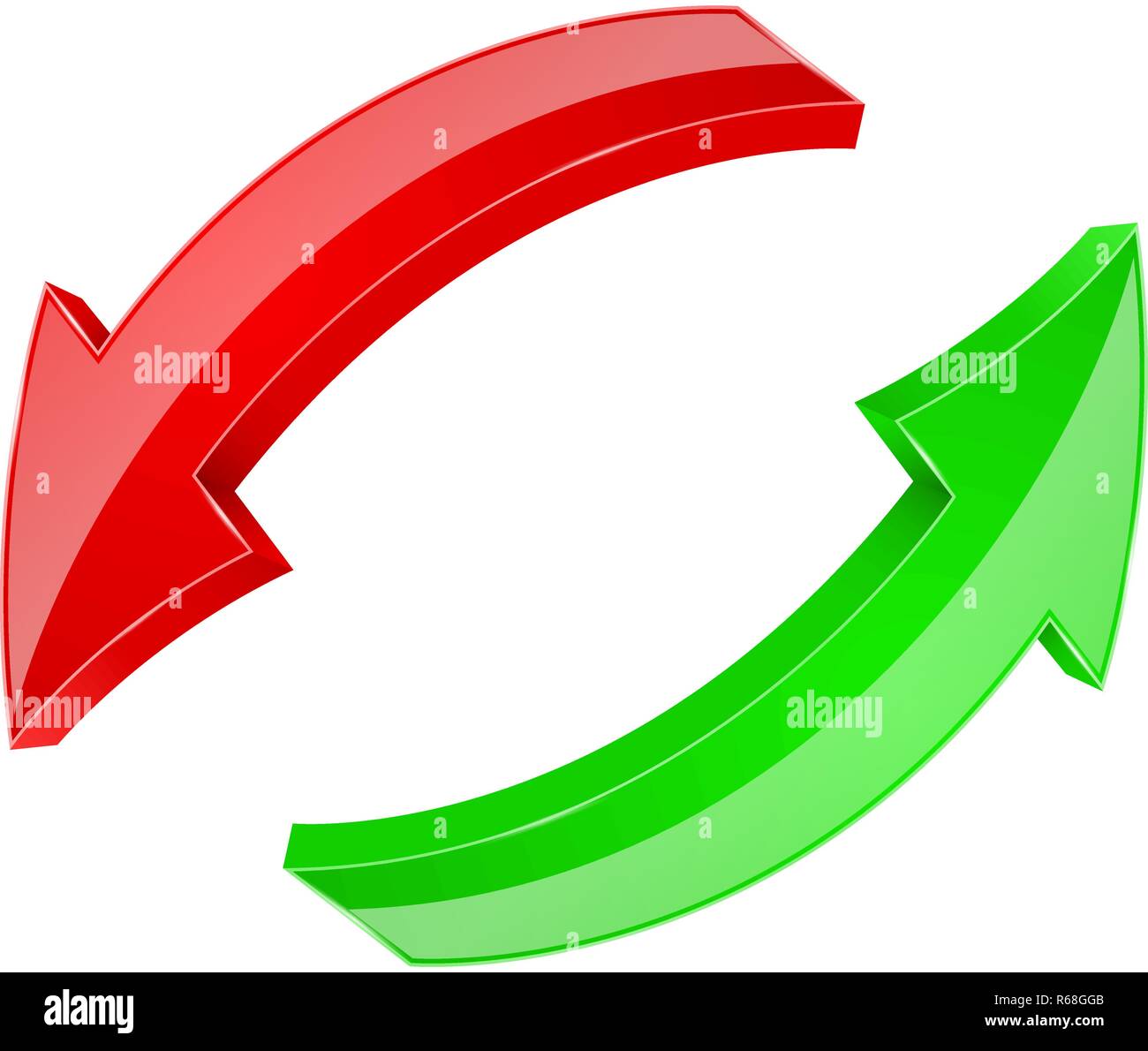 Arrows. Red and green 3d shiny icons Stock Vector Image & Art - Alamy
