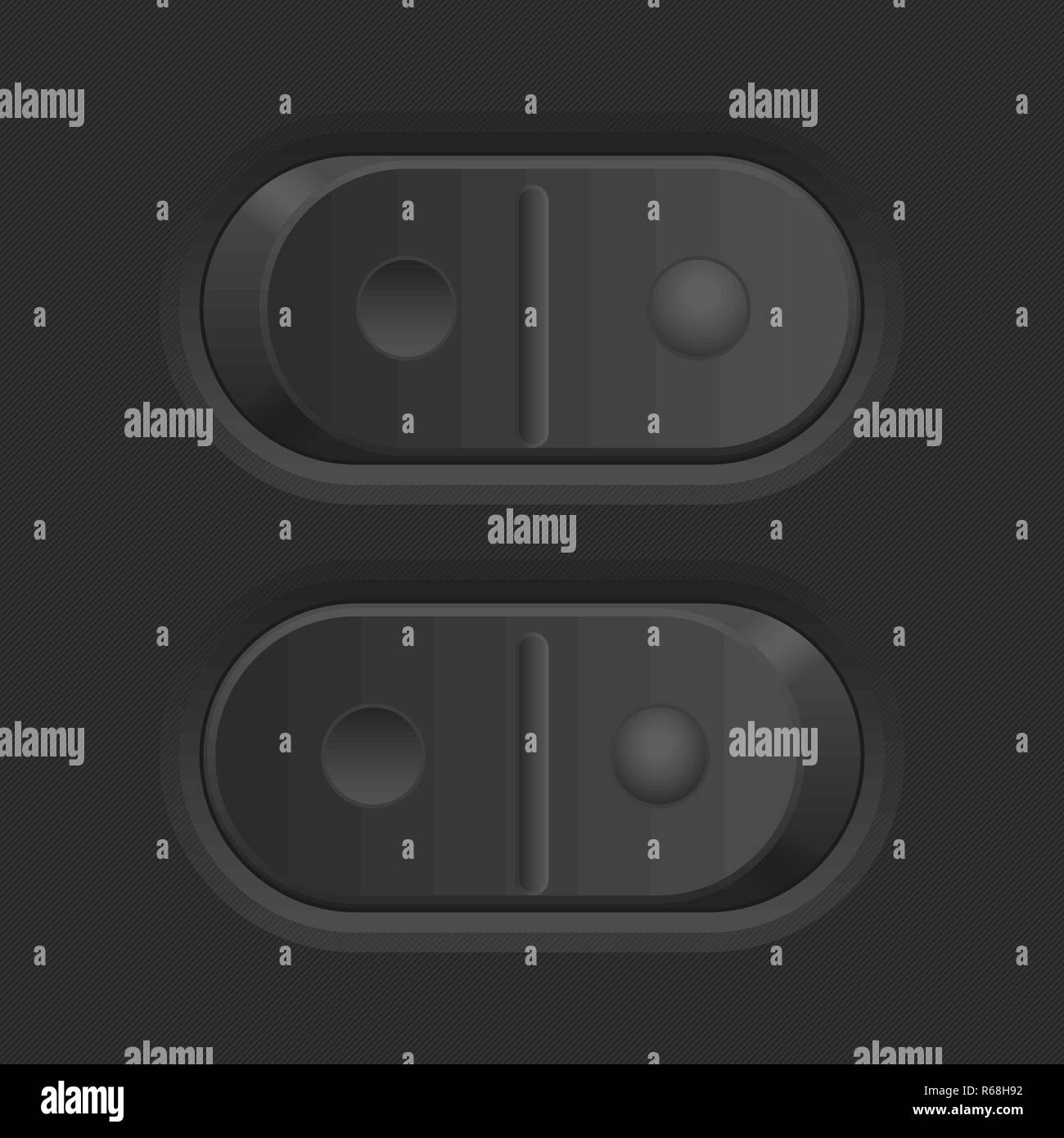 Black switch 3d push buttons Stock Vector
