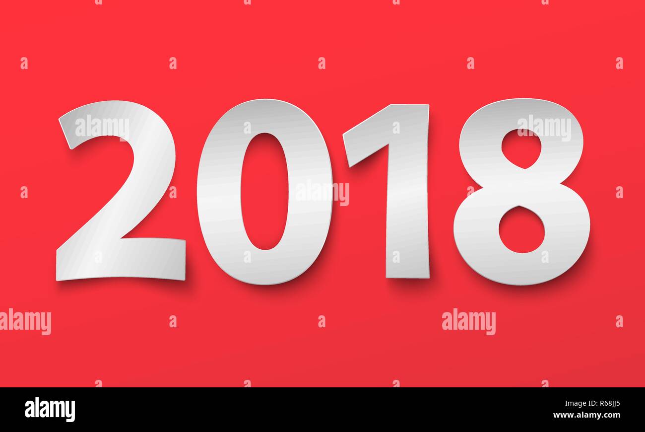 New Year 2018 background. Cut paper illustration Stock Vector