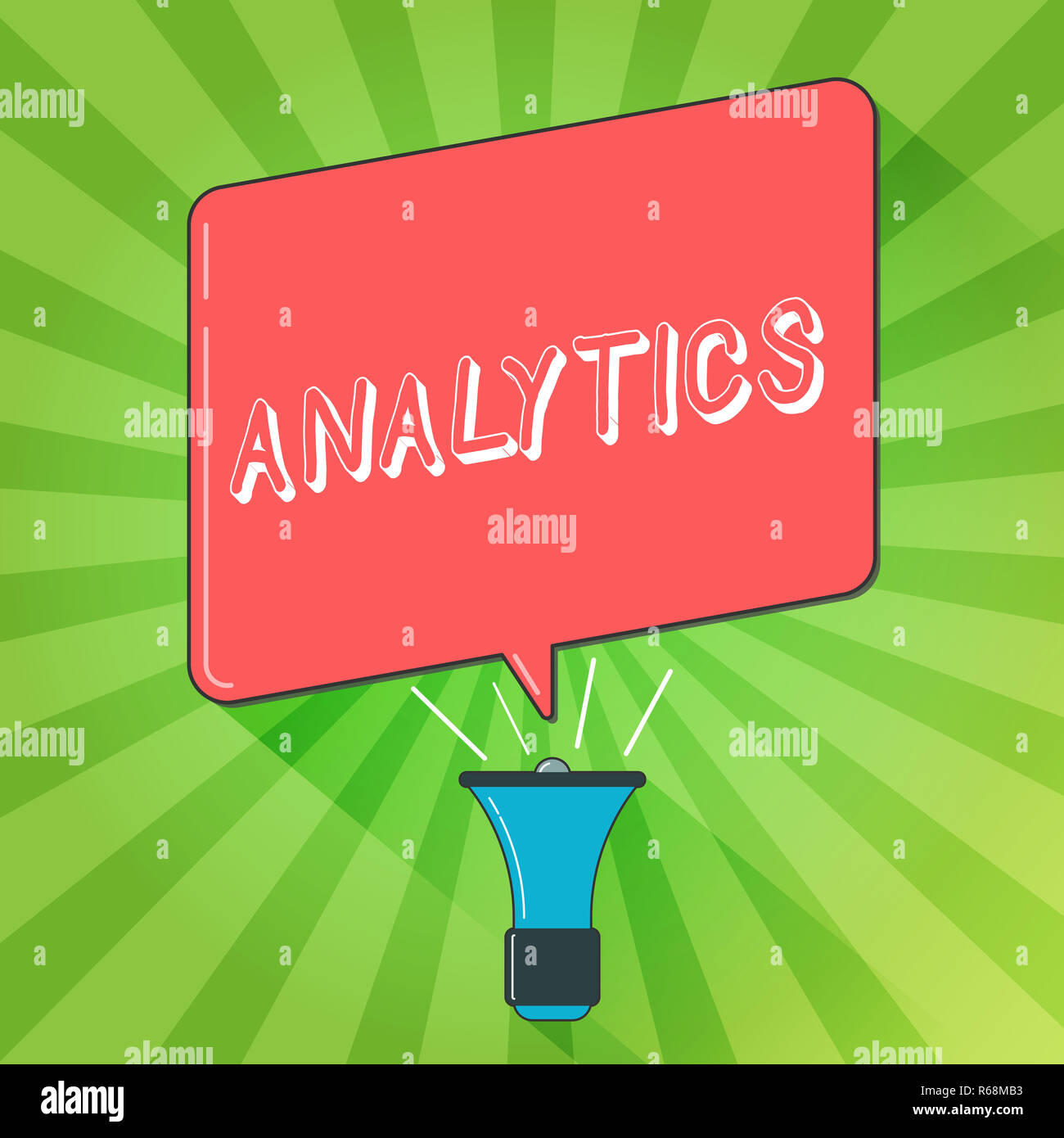 Handwriting text writing Analytics. Concept meaning systematic computational analysis of data statistics or infos Megaphone Make Voice Louder Handheld Stock Photo