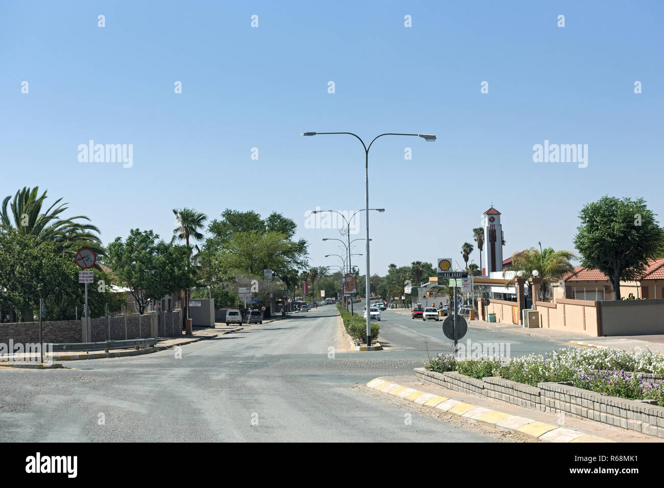 main street in the city of gobabis in the east of namibia Stock Photo