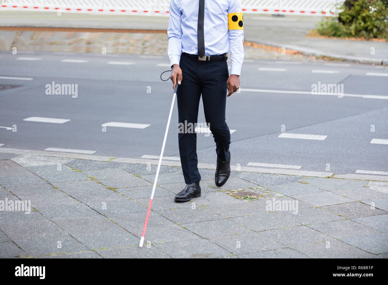 Blind Person Walking On Street Stock Photo Alamy
