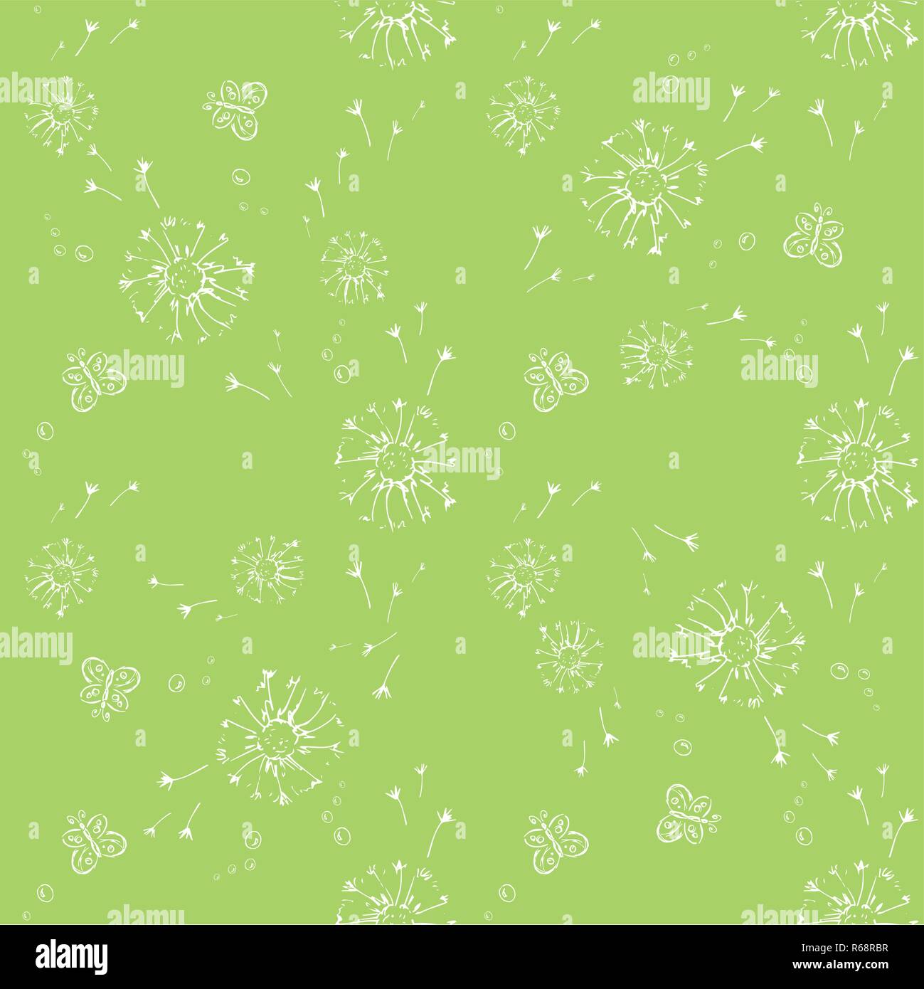Seamless pattern with Blowball and butterfly,vector illustration Stock Vector