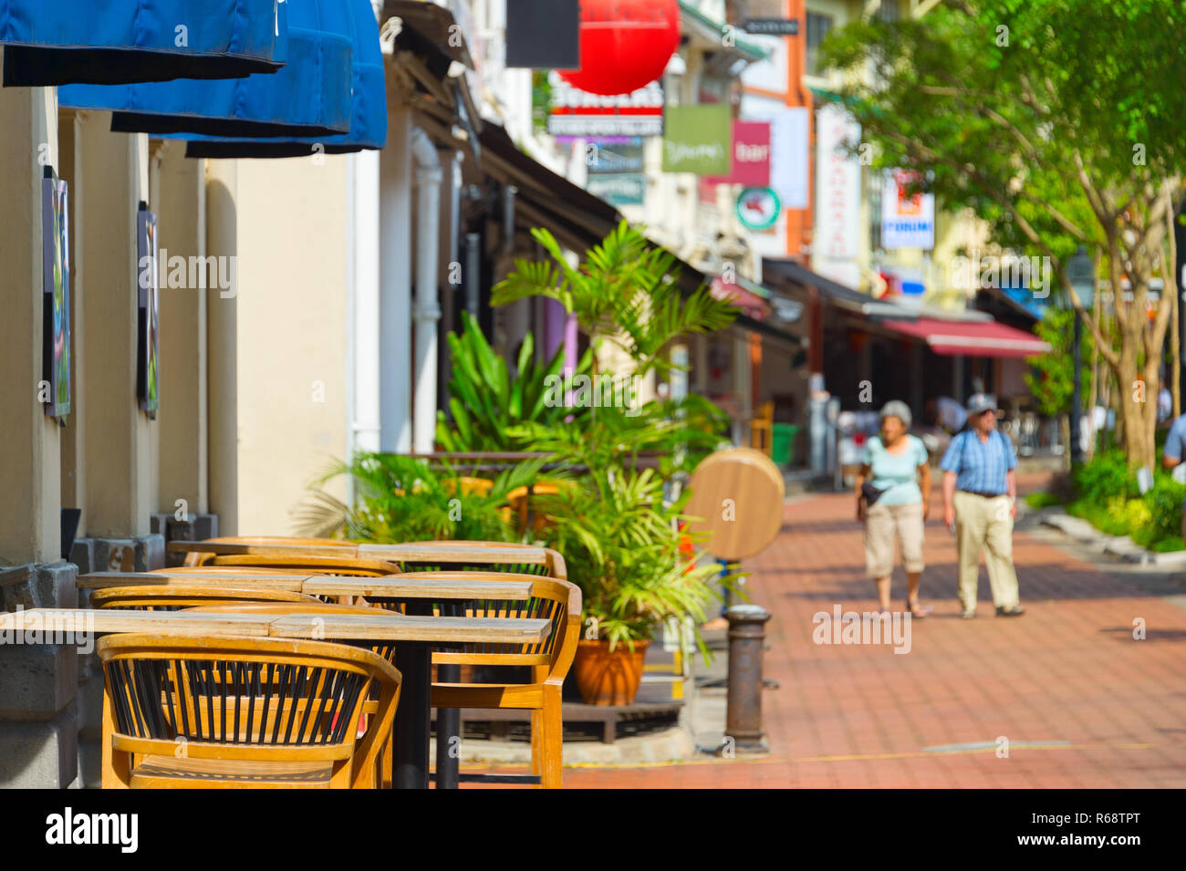 Boat Quay restaurant street. Singapore Stock Photo Alamy