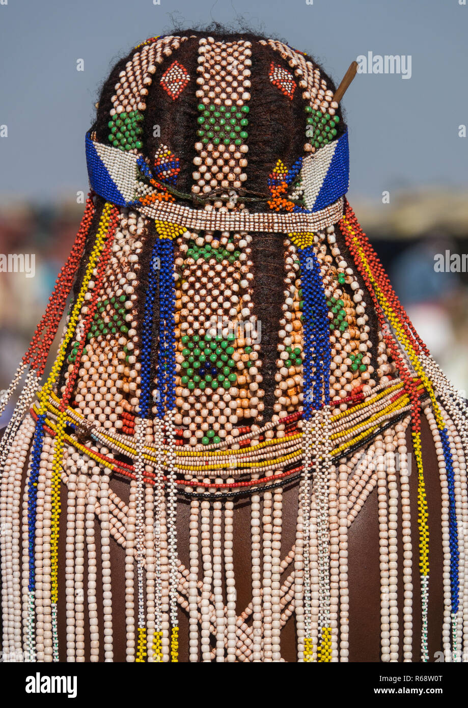 Handa tribe woman going to the Tuesday market, Huila Province, Hoque, Angola Stock Photo