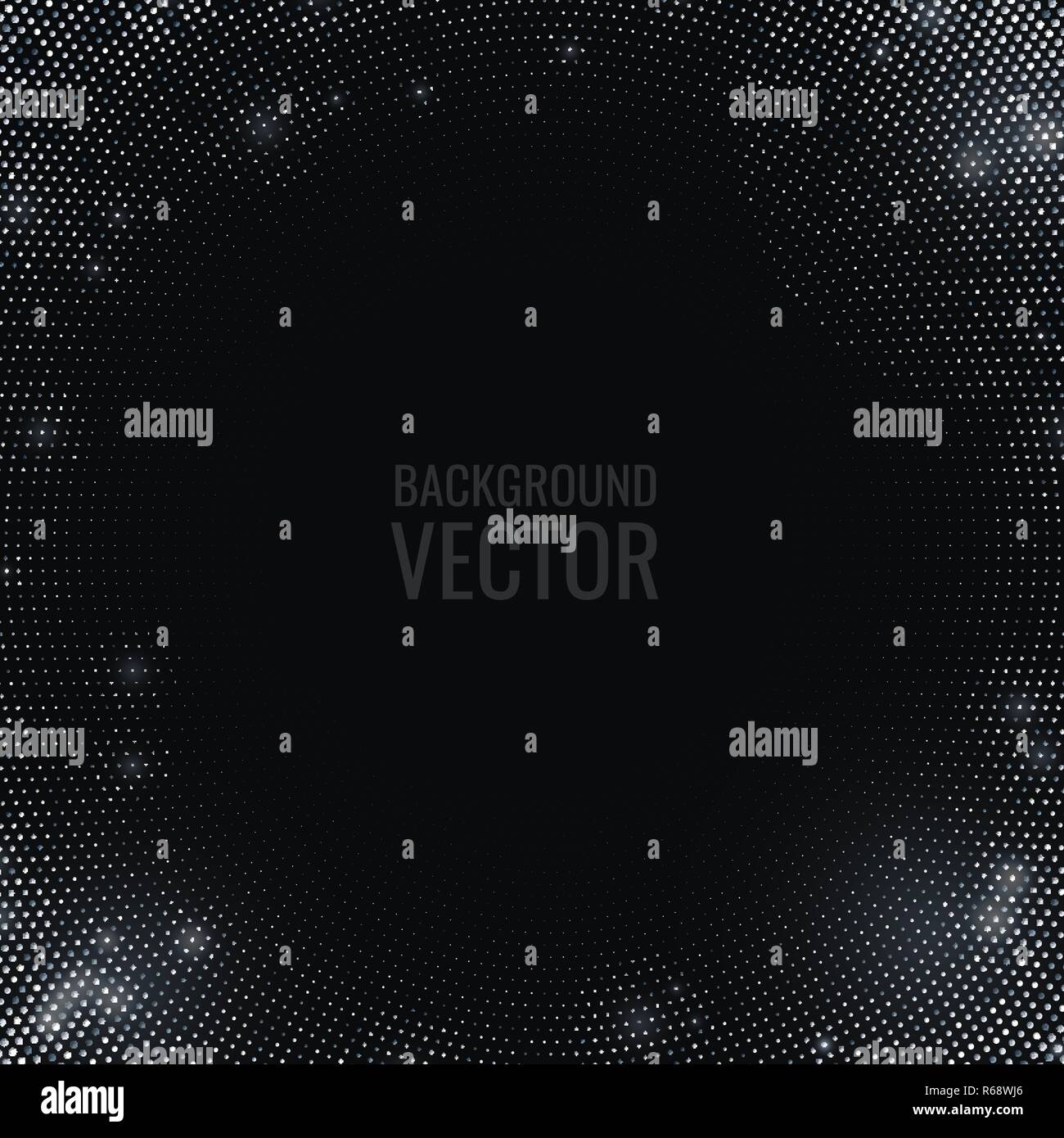 Abstract black textured background with silver glitter halftone pattern ...