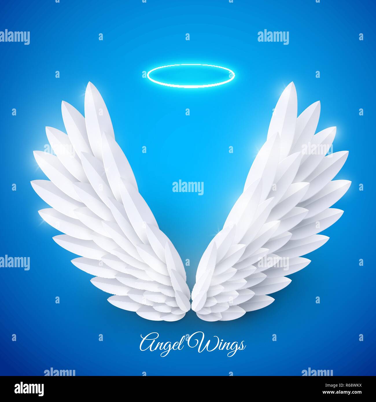Vector 3d white realistic layered paper cut angel wings Stock Vector ...
