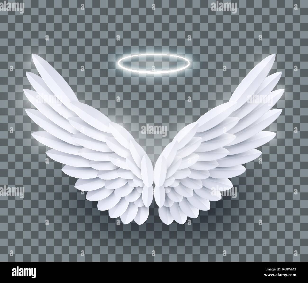 Download Vector 3d white realistic layered paper cut angel wings ...