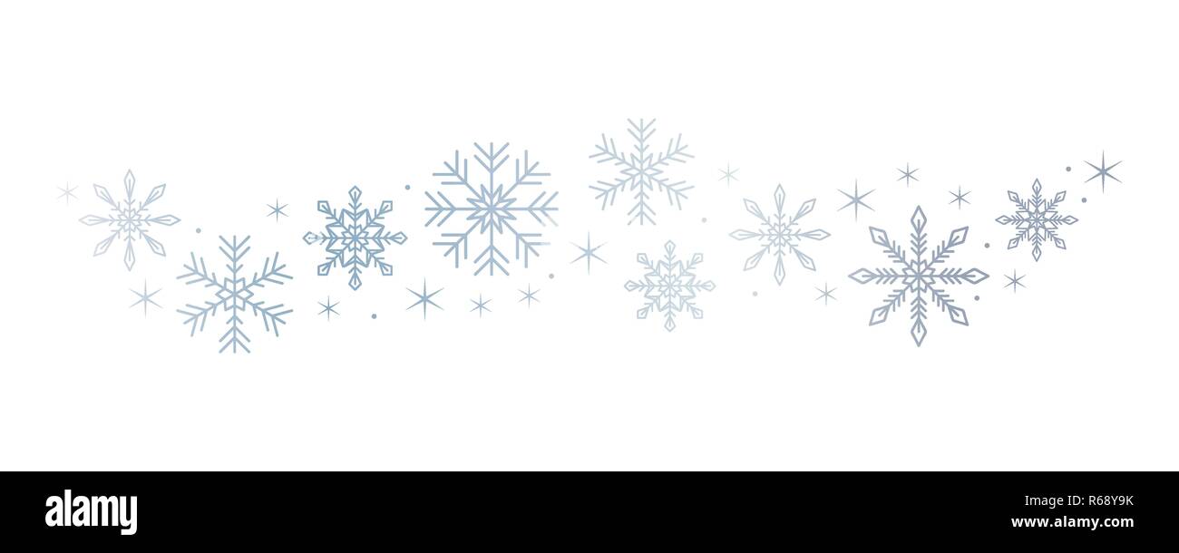 bright snowflakes and stars border isolated on white background vector  illustration EPS10 Stock Vector Image \u0026 Art - Alamy, image size:1300x610