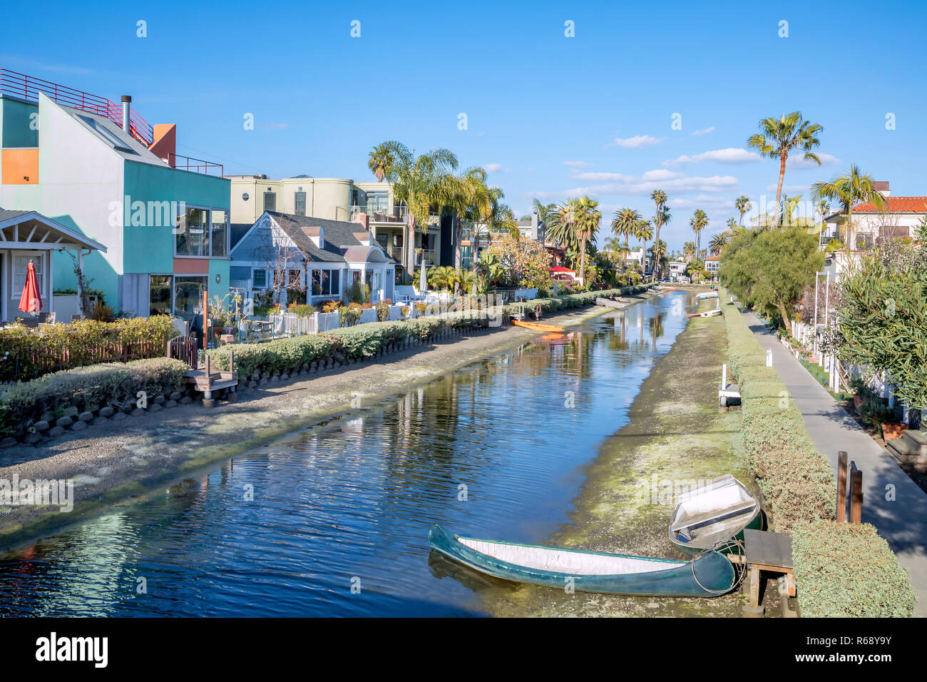 Residential homes in Venice canals, Los Angeles, California Stock Photo