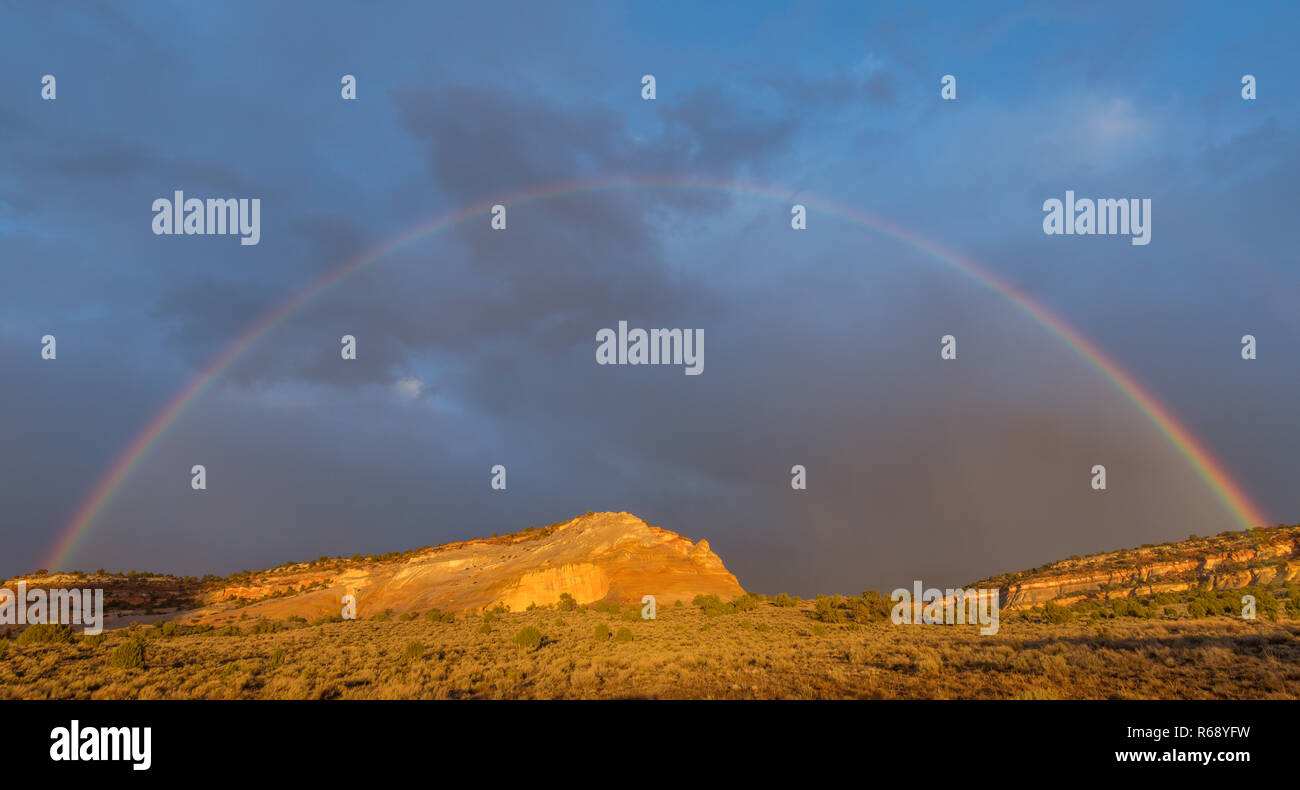 Rainbow, Vermillion Cliffs National Monument, Paria Plateau, Arizona Stock Photo
