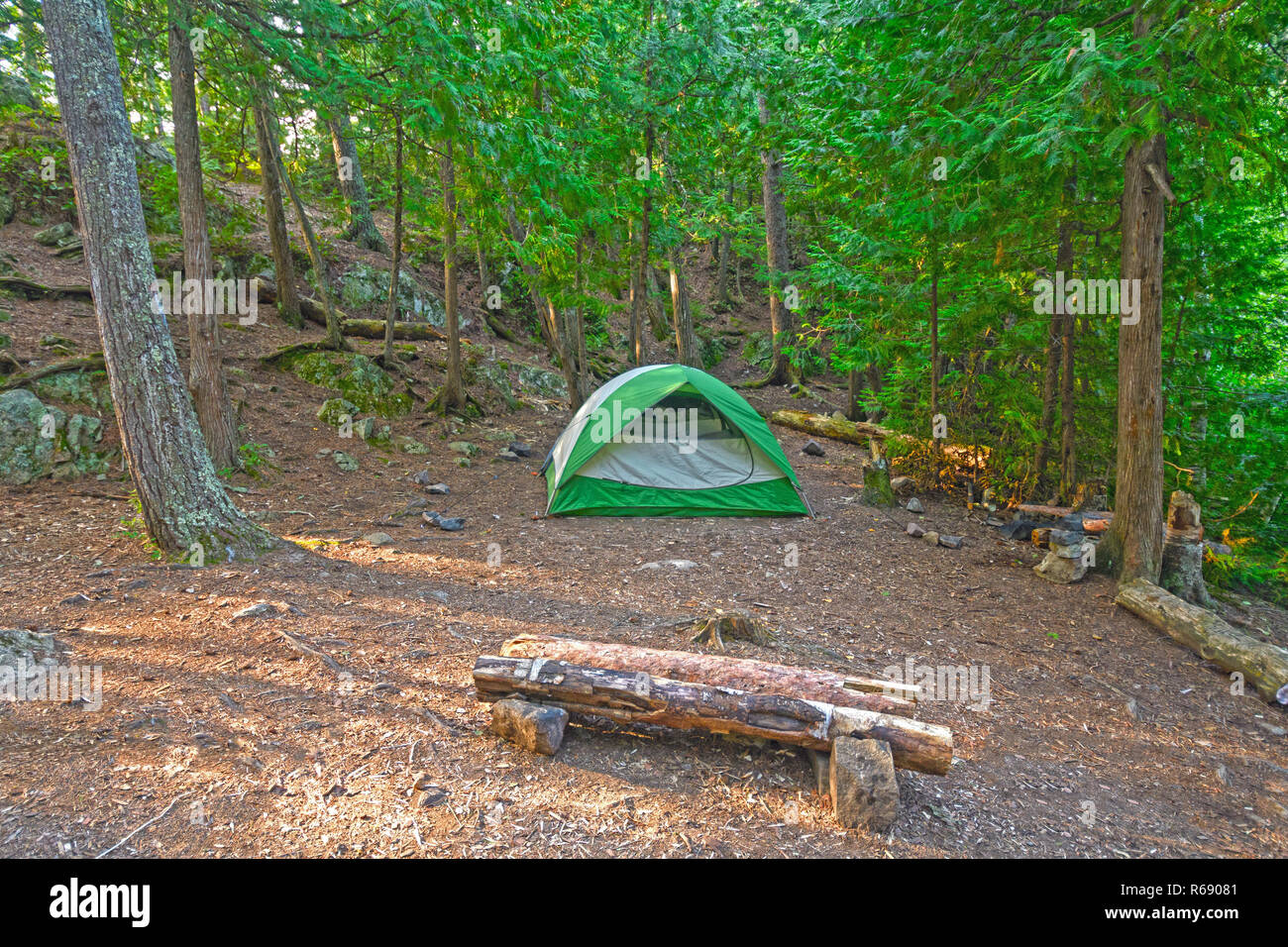 Wilderness Camp In The North Woods Stock Photo - Alamy