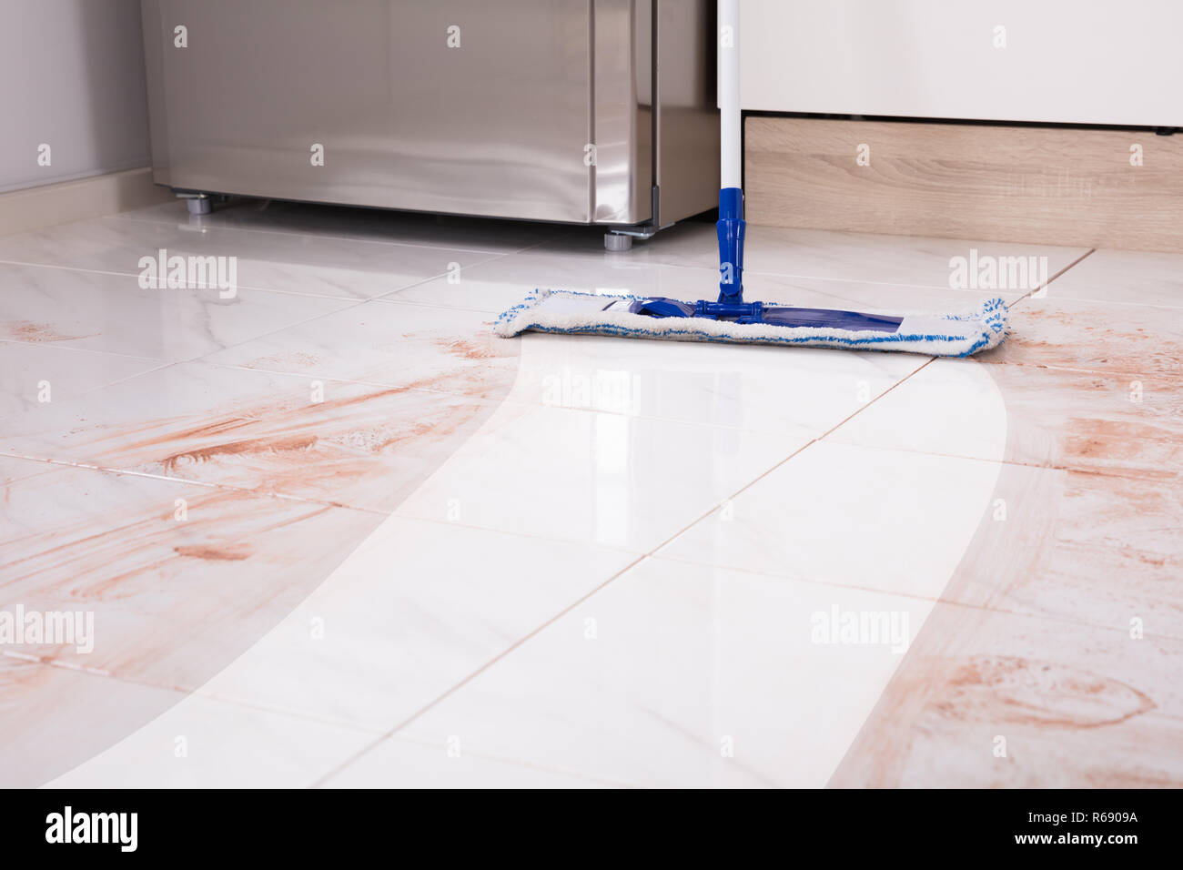 Mop In Kitchen Cleaning Dirty Floor Stock Photo 227620550 Alamy