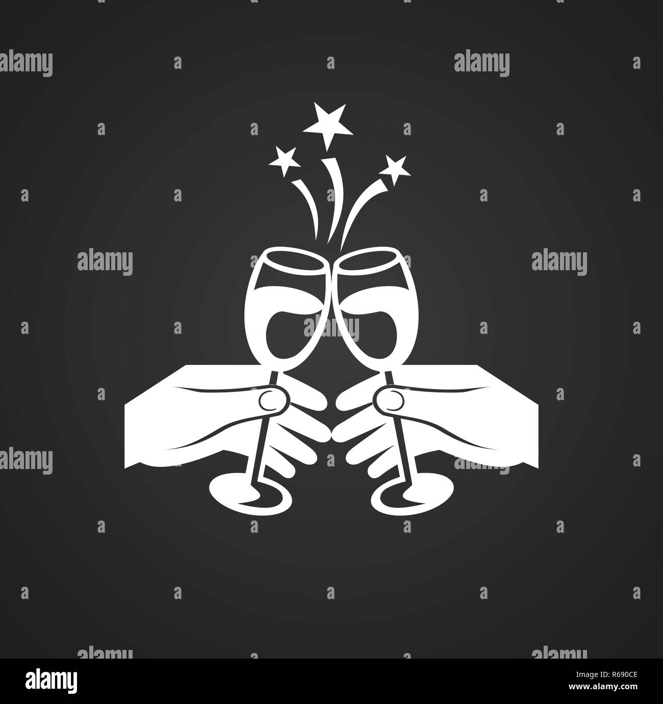 Wedding glasses cheers icon on black background for graphic and web design, Modern simple vector sign. Internet concept. Trendy symbol for website design web button or mobile app. Stock Vector