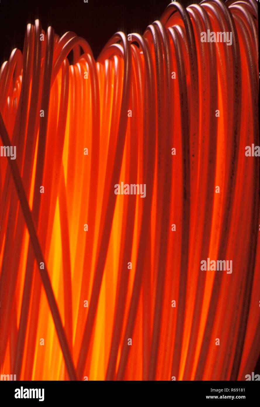 Red hot steel rod coil, steel plant, steel factory, steel mill, India, Asia Stock Photo