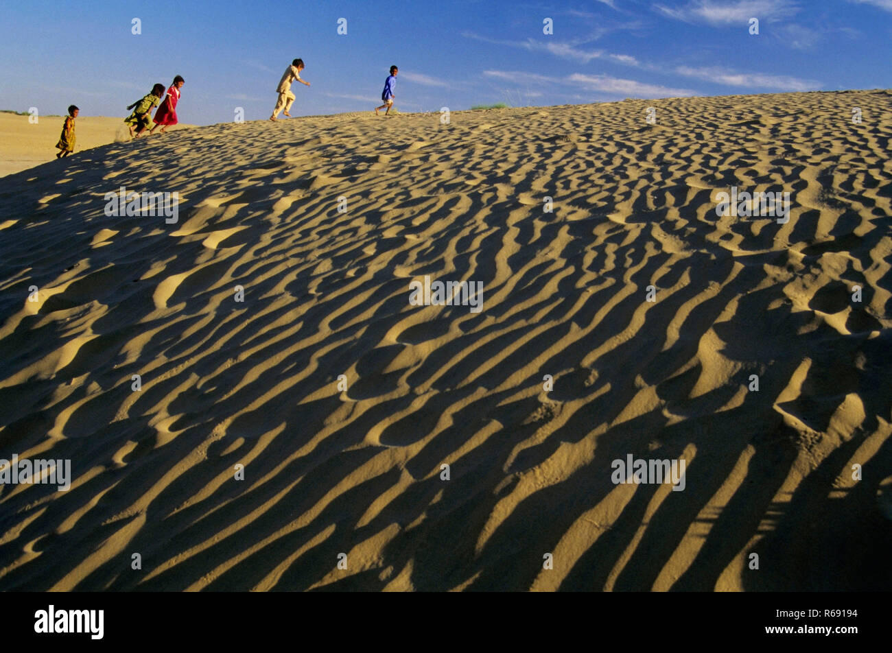 Sam desert, sand dunes, Sam, Jaisalmer, Rajasthan, India, Asia Stock Photo