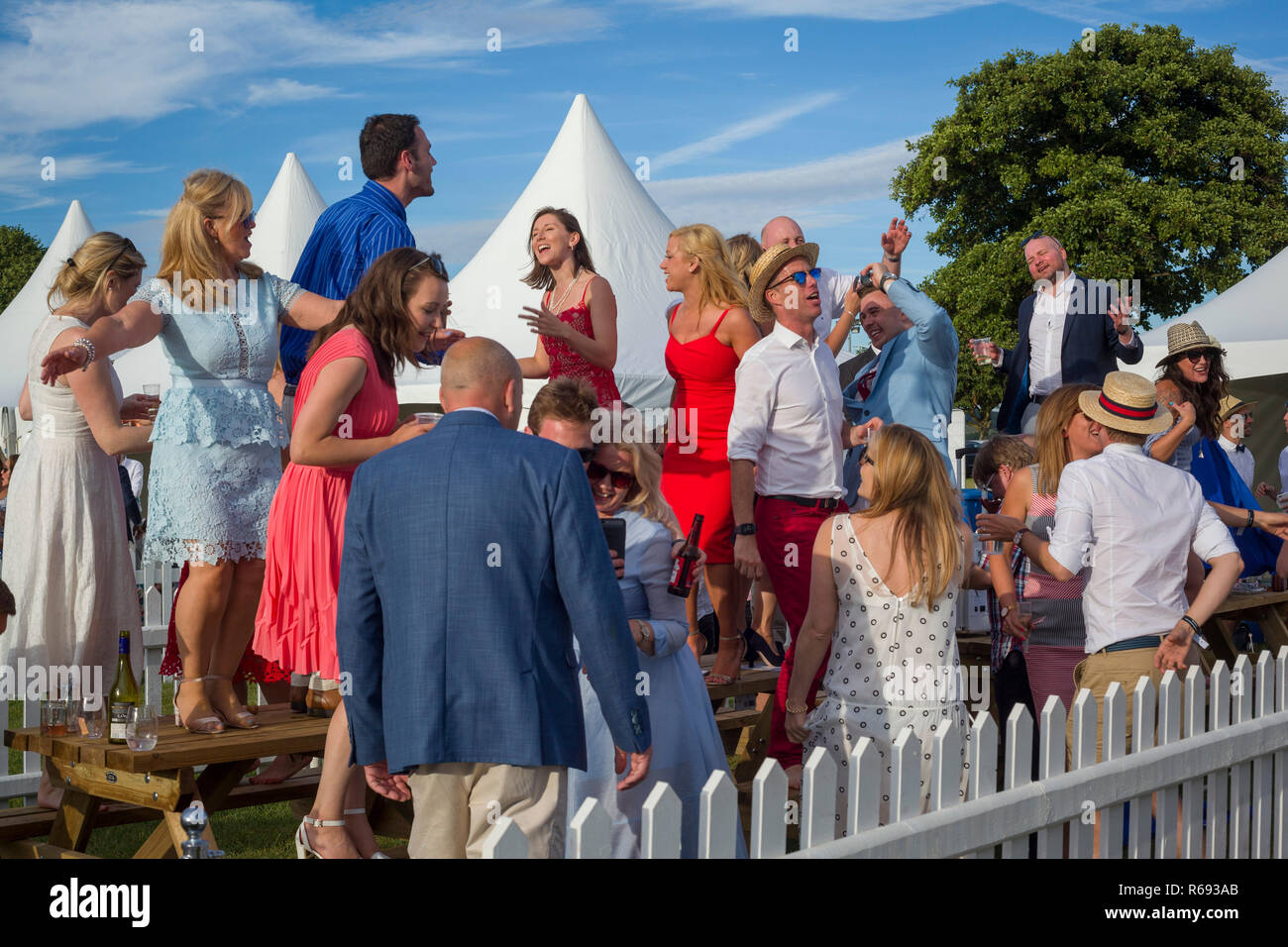 Partying by the river at Henley Royal Regatta Stock Photo