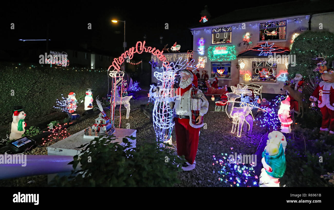 A house covered in Christmas Lights in the Crumlin area of Dublin Stock
