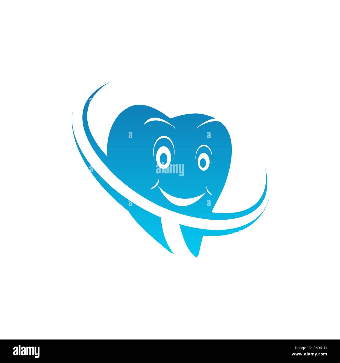Dental family clinic vector logo template. Isolated icon of cartoon dentist tooth smile Stock Vector
