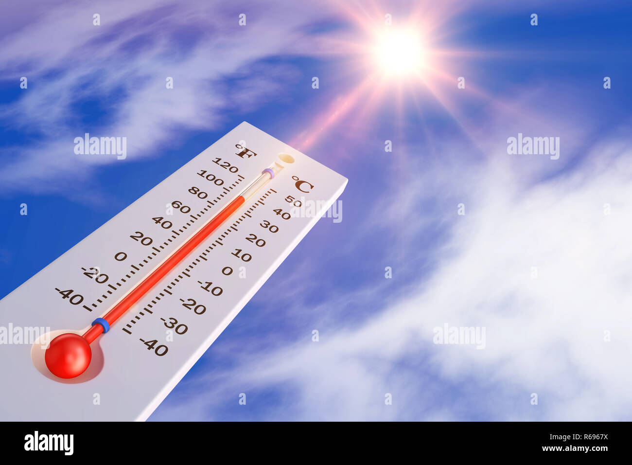 Outdoor thermometer in the sun during heatwave. Hot weather, hig -  HRWatchdog