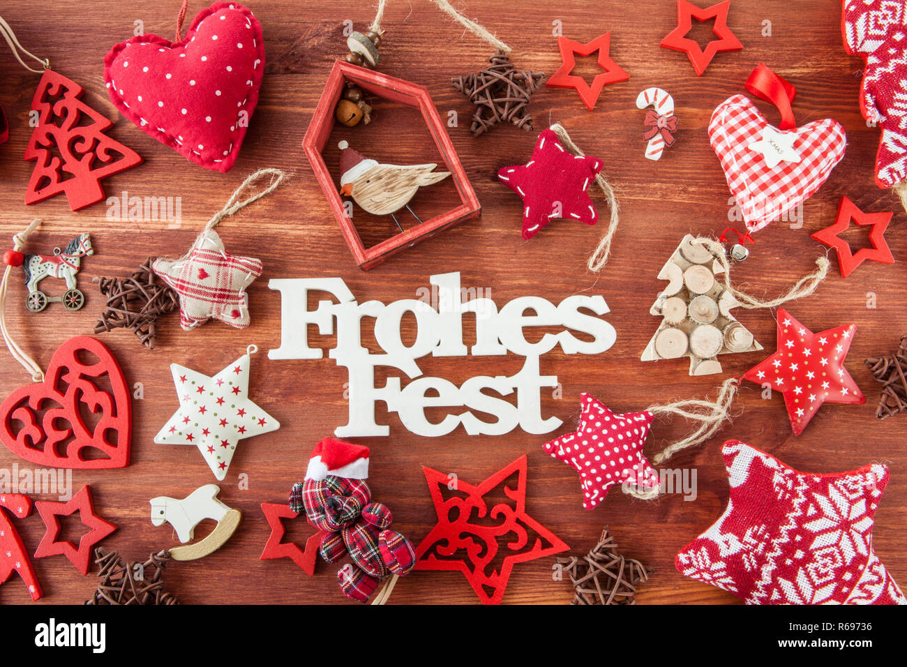 Rustic Christmas Decorations Stock Photo Alamy