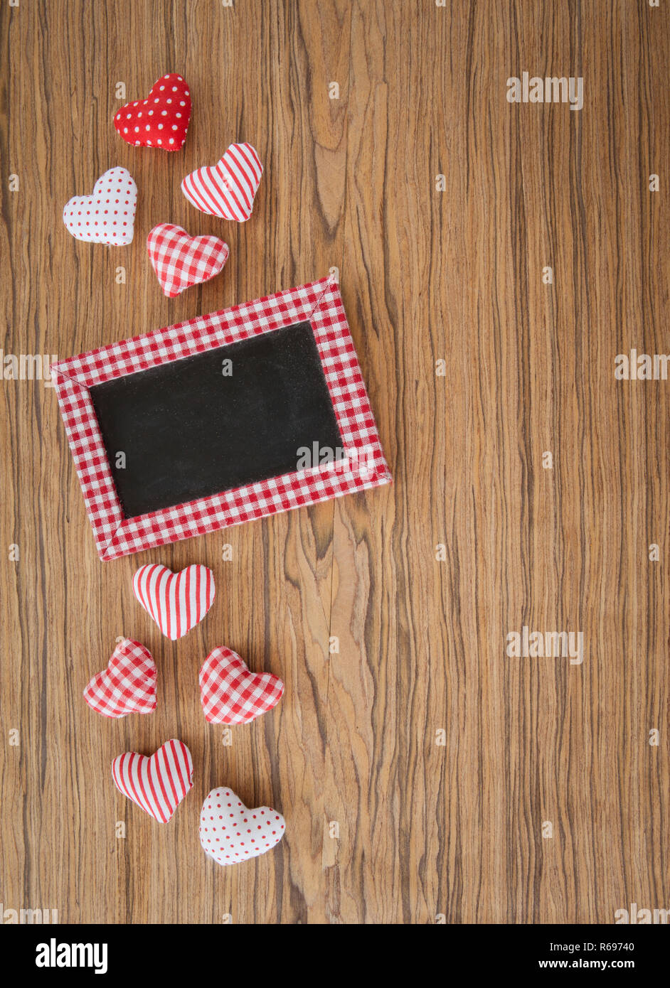 Wooden Background With Hearts Stock Photo