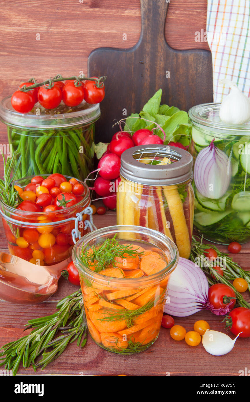 Pickling Fresh Vegetables Stock Photo