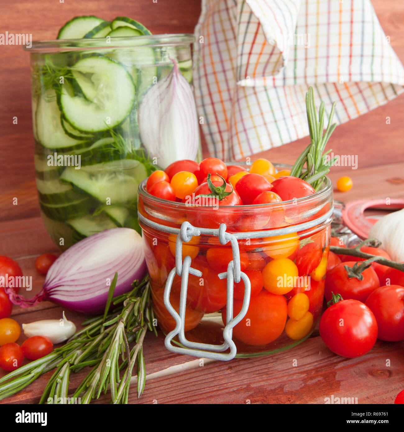 Pickling Fresh Vegetables Stock Photo