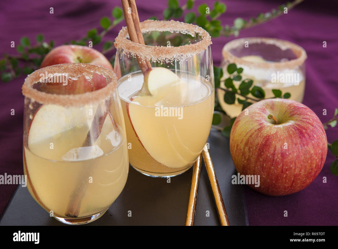 Fruity Drink With Apple And Cinnamon Stock Photo