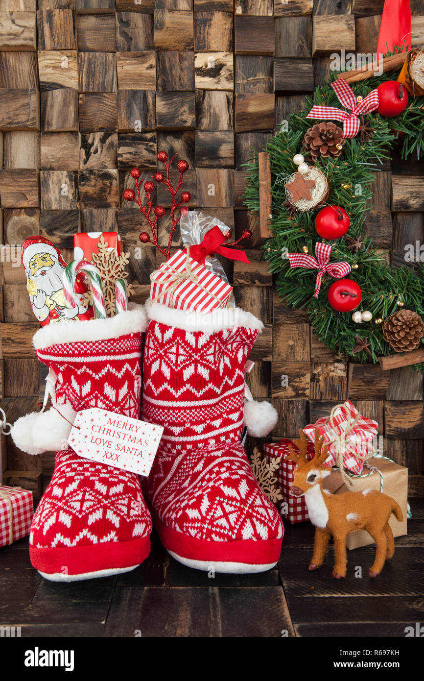 Christmas stockings rustic hires stock photography and images Alamy