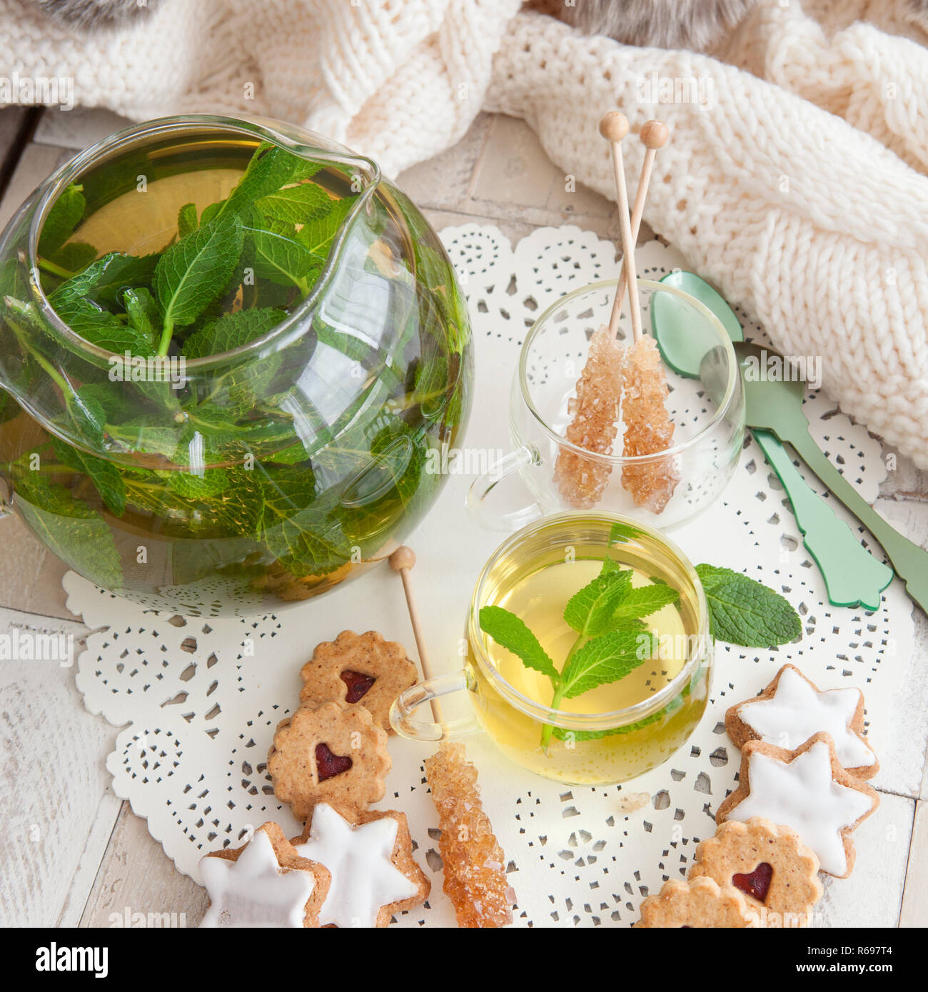 Hot Peppermint Tea Stock Photo